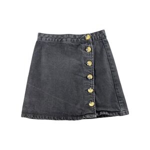 ASOS‎ DENIM Black Button Front A Line Mini Skirt UK 4